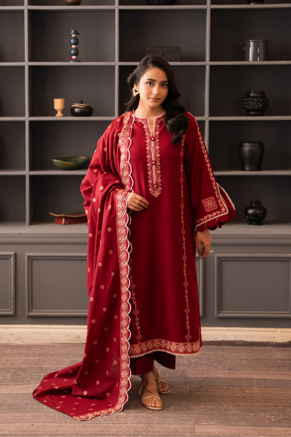 3 Piece - Embroidered Khaddar - V7 - 08