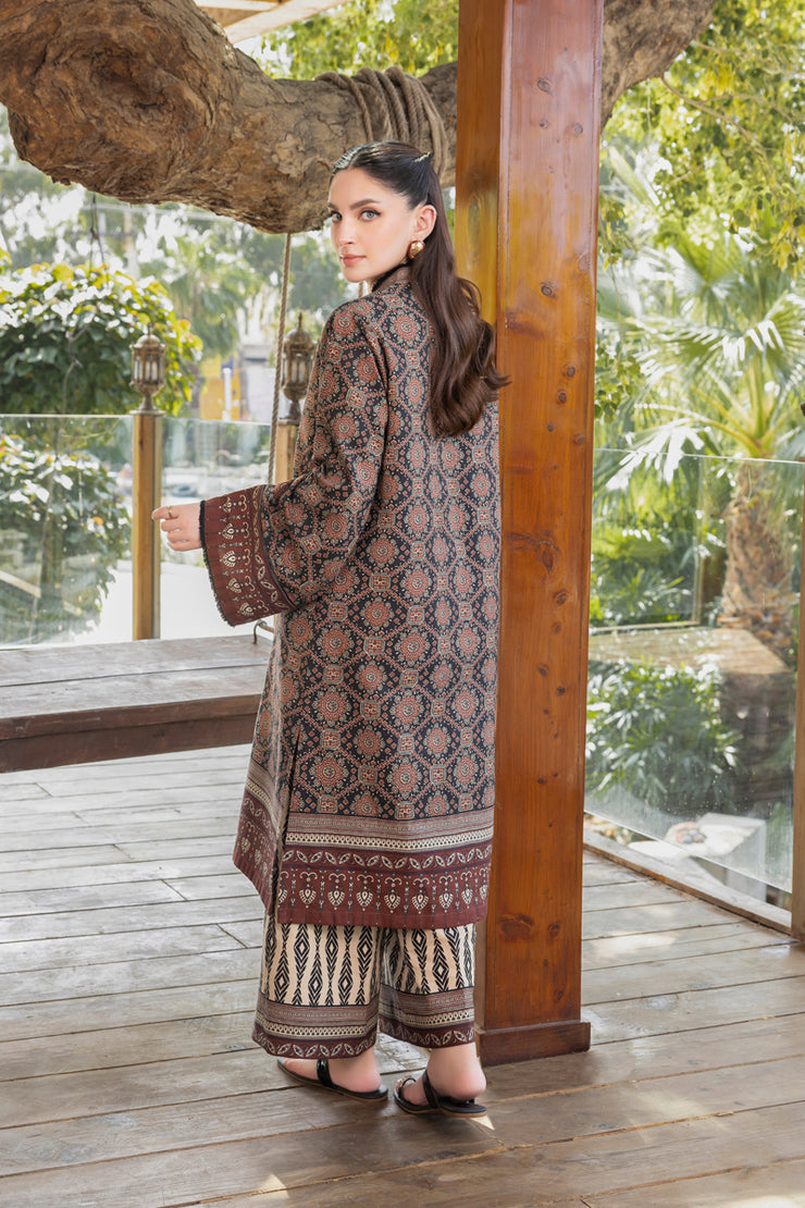 2 Piece - Printed Khaddar Suit - MSV1-09