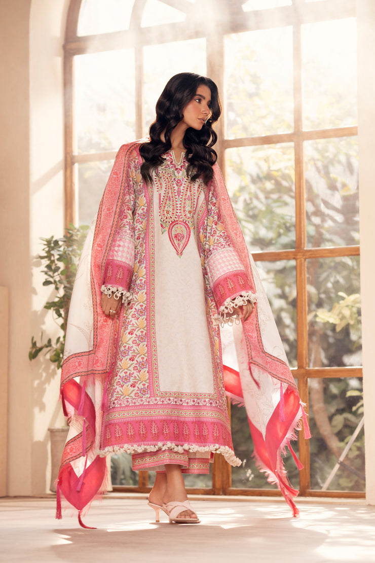 3 Piece - Printed & Embroidered Khaddar Suit - AU-04