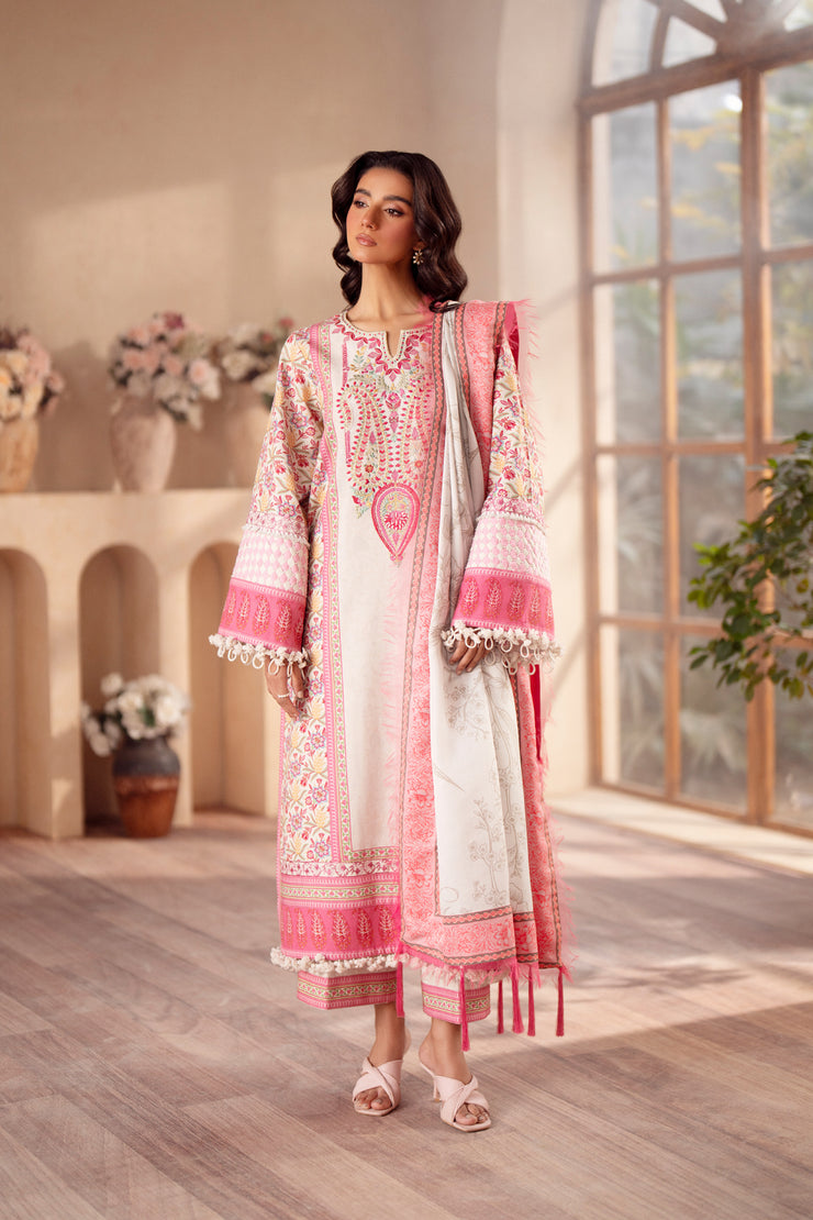 3 Piece - Printed & Embroidered Khaddar Suit - AU-04