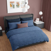 Embroidery Quilted Bedspreads Dark Blue